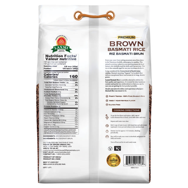 LX. BROWN BASMATI RICE 4X10 LB (NONGMO)