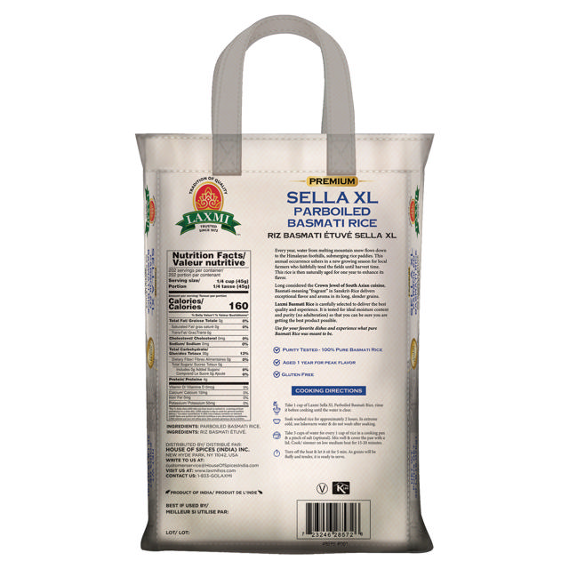 LX. SELLA XL PARBLD BASMATI RICE 2X20 LB (NONGMO)