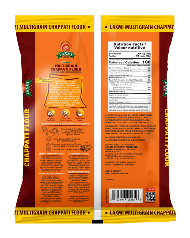 LX. MULTIGRAIN CHAPATI FLOUR 4X10 LB (NONGMO)