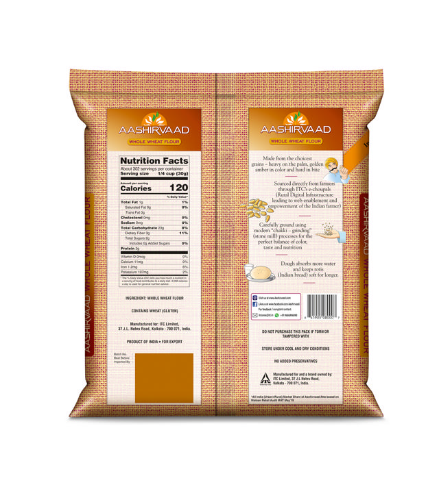 AASHIRVAAD WHOLE WHEAT MULTIGRAIN FLOUR 4X10 LB