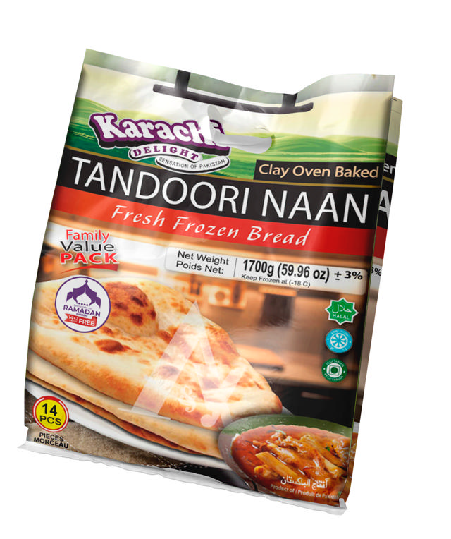 K.D TANDOORI NAAN (JUMBO SIZE) BLK PCK 8X14X125 GM